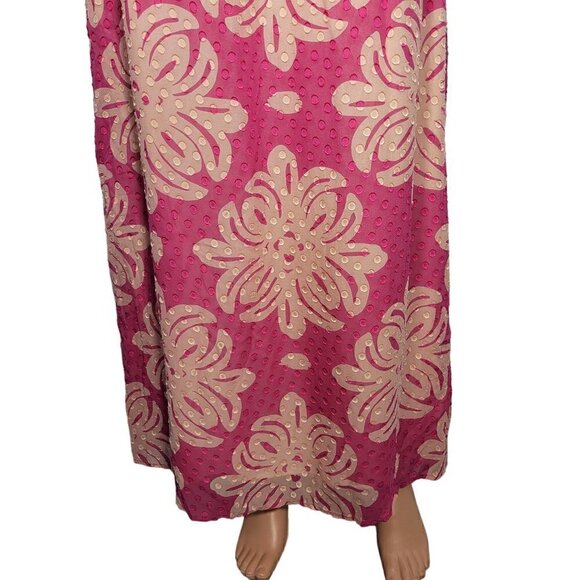 Vineyard Vines Women's Medallion Silk Blend Pink Halter Maxi Dress Size 6 - Picture 4 of 12